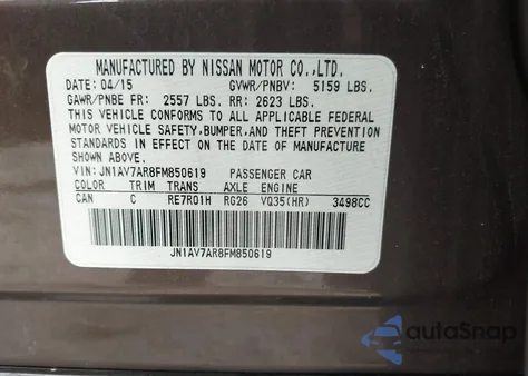 2015 Infiniti Q50 Hybrid Premium/Sport from USA, damaged, VIN JN1AV7AR8FM850619